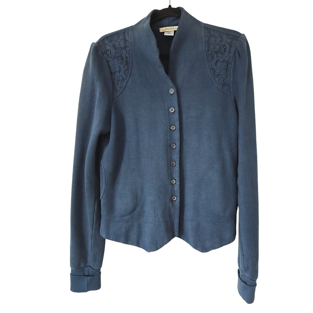 Prairie Underground M Jacket Womens Blue Hemp Organic Cotton Lace Victorian Boho
